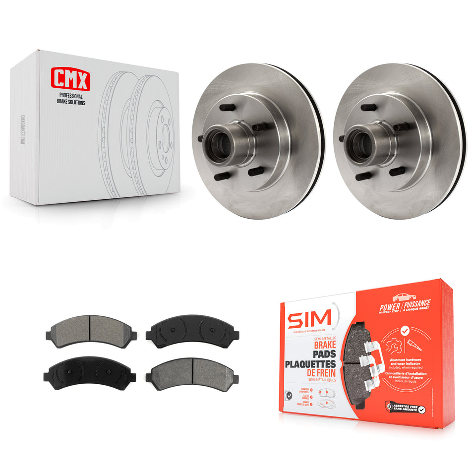 Front Disc Brake Rotors Hub Assembly And Semi-Metallic Pads Kit For 2000 Chevrolet Blazer RWD K8S-100688