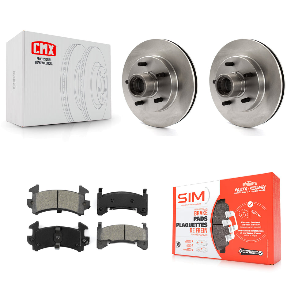 Front Disc Brake Rotors Hub Assembly And Semi-Metallic Pads Kit For 2003-2003 Chevrolet S10 GMC Sonoma RWD K8S-100689