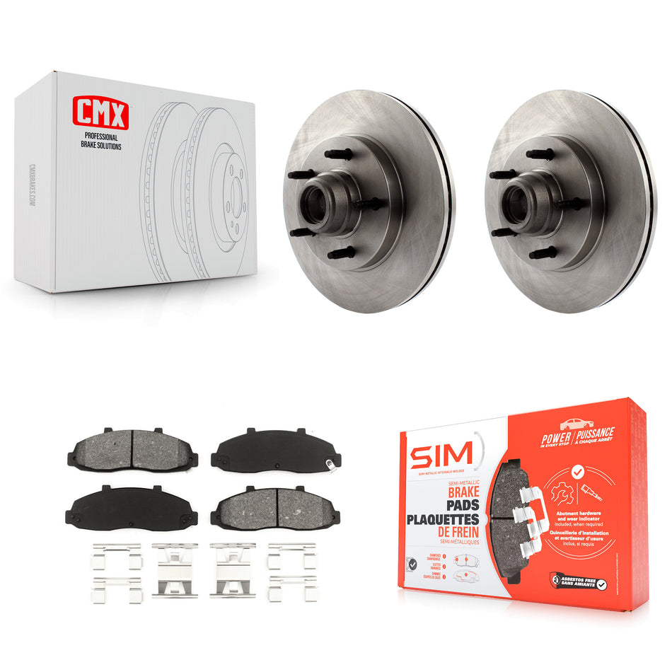 Front Disc Brake Rotors Hub Assembly And Semi-Metallic Pads Kit For Ford F-150 K8S-100715