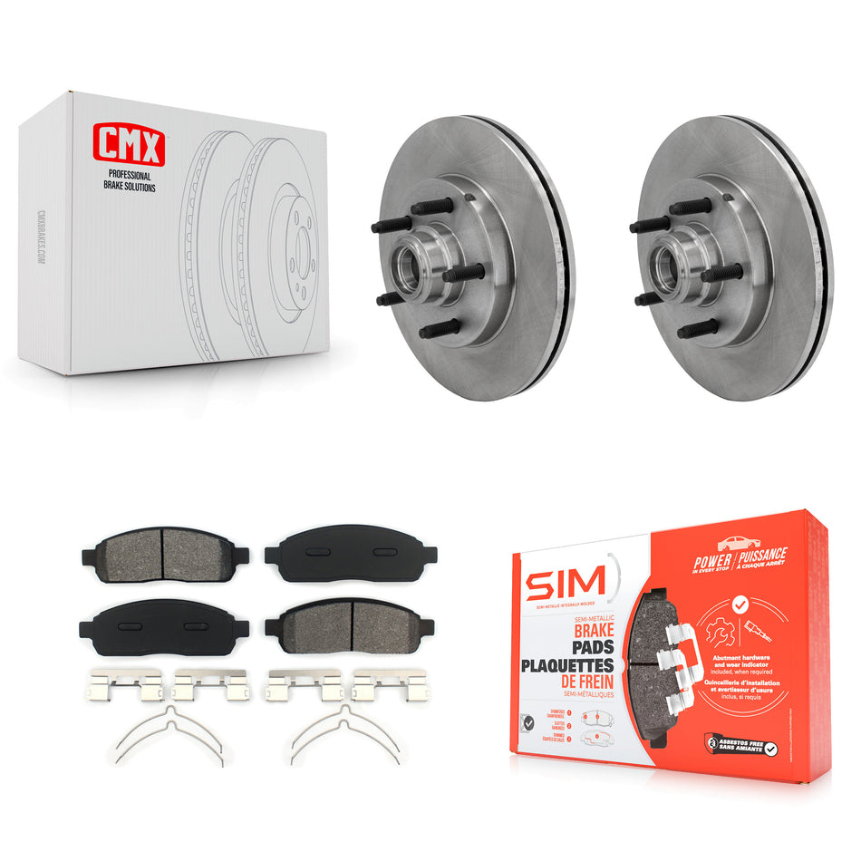 Front Disc Brake Rotors Hub Assembly And Semi-Metallic Pads Kit For 2004 Ford F-150 RWD With 5 Lug Wheels K8S-100716