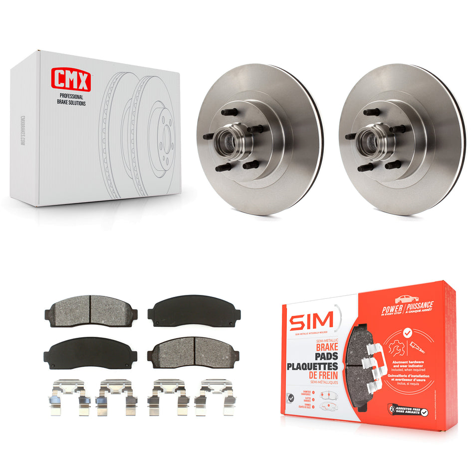 Front Disc Brake Rotors Hub Assembly And Semi-Metallic Pads Kit For Ford Explorer Sport Trac RWD K8S-100719