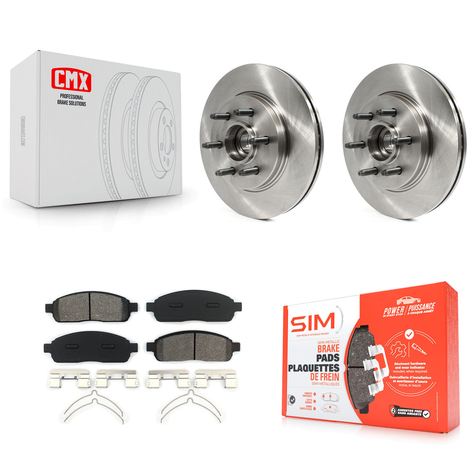 Front Disc Brake Rotors Hub Assembly And Semi-Metallic Pads Kit For Ford F-150 Lincoln Mark LT With 6 Lug Wheels RWD K8S-100720