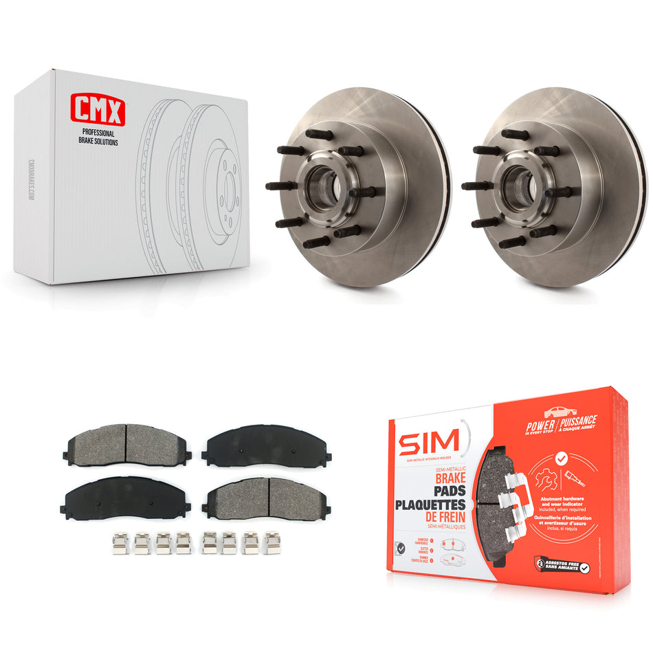 Front Disc Brake Rotors Hub Assembly And Semi-Metallic Pads Kit For 2013-2013 Ford F-250 Super Duty F-350 K8S-100732