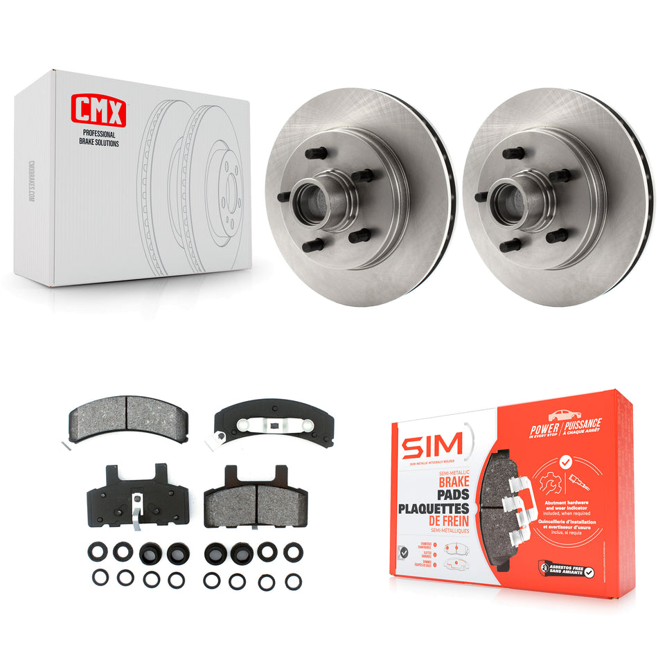 Front Disc Brake Rotors Hub Assembly And Semi-Metallic Pads Kit For C1500 Chevrolet GMC Suburban K8S-100744