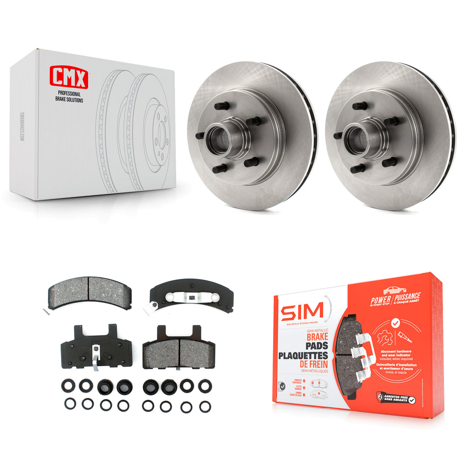 Front Disc Brake Rotors Hub Assembly And Semi-Metallic Pads Kit For C1500 Chevrolet GMC Suburban K8S-100744