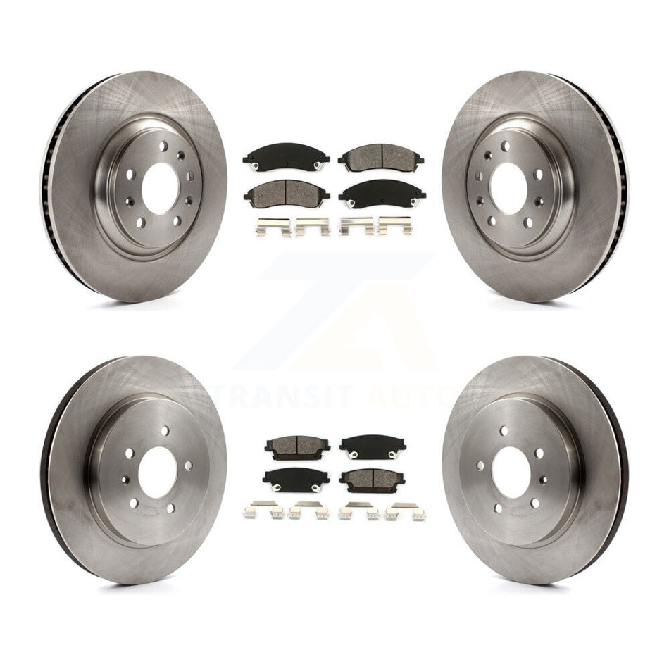 Front Rear Disc Brake Rotors And Semi-Metallic Pads Kit For 2006-2007 Cadillac CTS Base With Sport Suspension 323mm Diameter Rotor K8S-100797