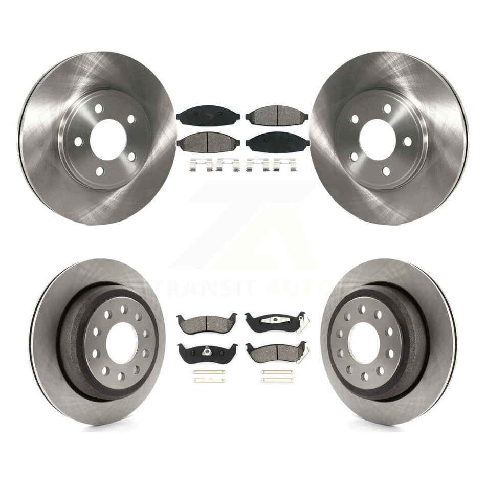 Front Rear Disc Brake Rotors And Semi-Metallic Pads Kit For 2003-2011 Lincoln Town Car Sedan K8S-100885