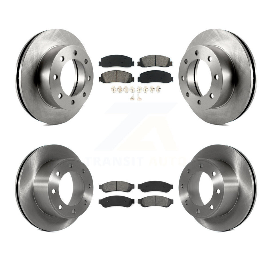 Front Rear Disc Brake Rotors And Semi-Metallic Pads Kit For Ford F-250 Super Duty F-350 With Single Wheels 4WD K8S-100898