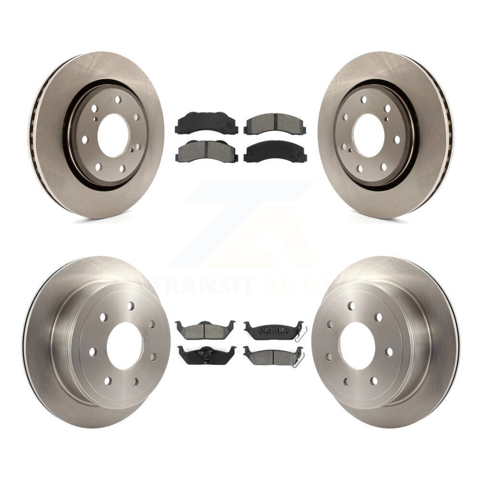 Front Rear Disc Brake Rotors And Semi-Metallic Pads Kit For 2010-2011 Ford F-150 With 7 Lug Wheels K8S-100932