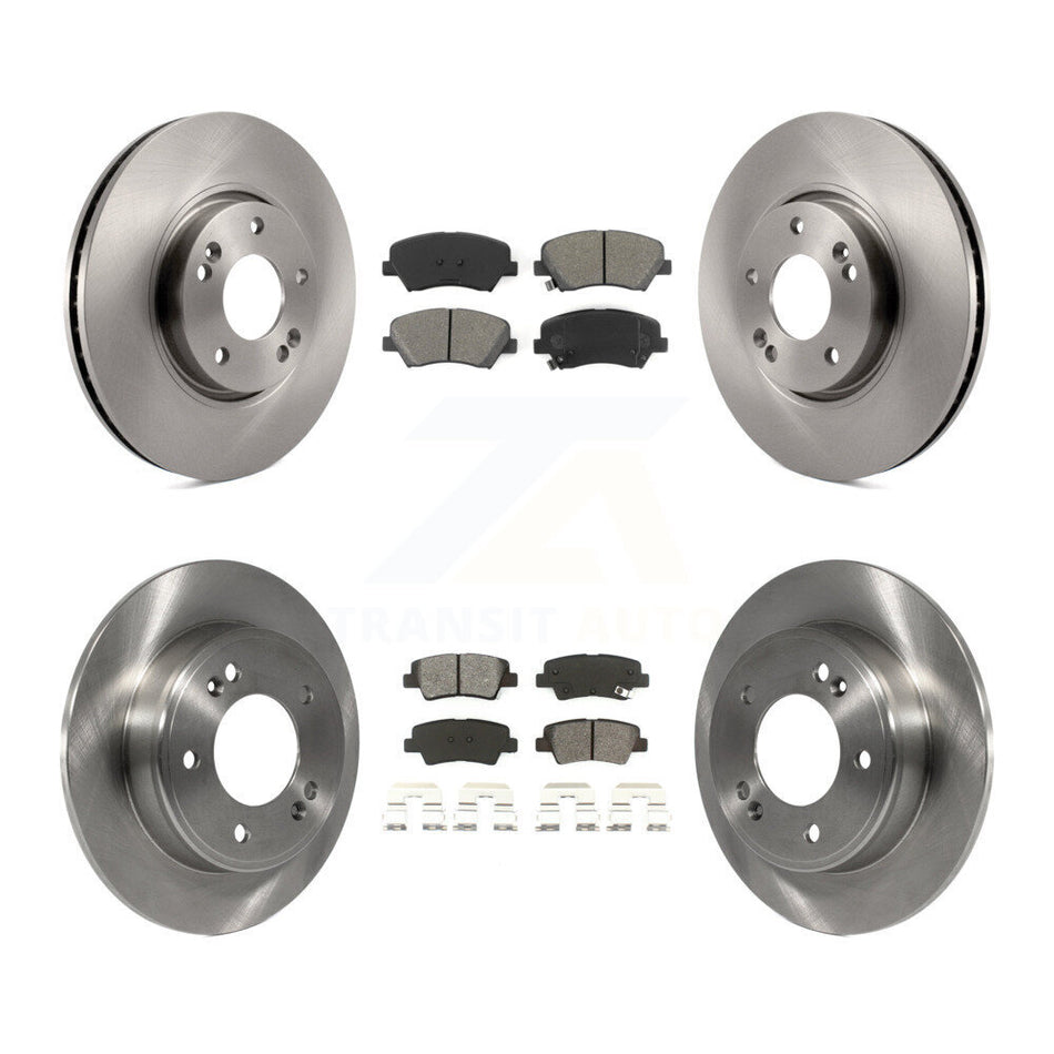 Front Rear Disc Brake Rotors And Semi-Metallic Pads Kit For 2015 Hyundai Veloster Tech RE FLEX SE K8S-101309