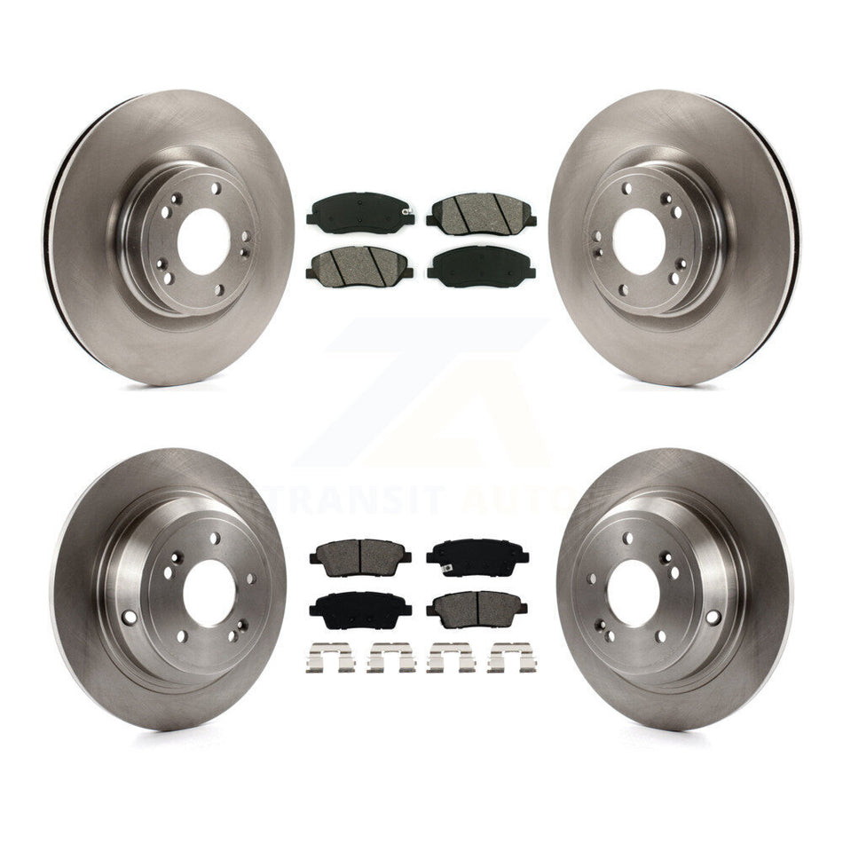 Front Rear Disc Brake Rotors And Semi-Metallic Pads Kit For Hyundai Genesis 3.8L K8S-101421