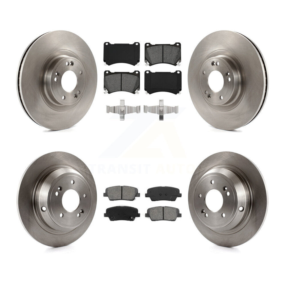 Front Rear Disc Brake Rotors And Semi-Metallic Pads Kit For Hyundai Genesis 4.6L K8S-101423