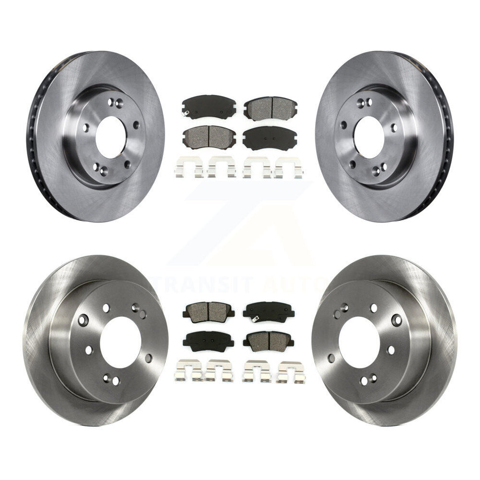 Front Rear Disc Brake Rotors And Semi-Metallic Pads Kit For 2010-2011 Kia Soul 2.0L K8S-101437