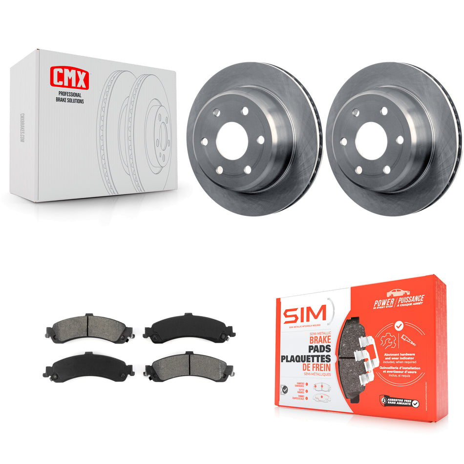 Rear Disc Brake Rotors And Semi-Metallic Pads Kit For Chevrolet Silverado 1500 GMC Tahoe Sierra Suburban Yukon Avalanche XL Cadillac Escalade ESV EXT K8S-101526