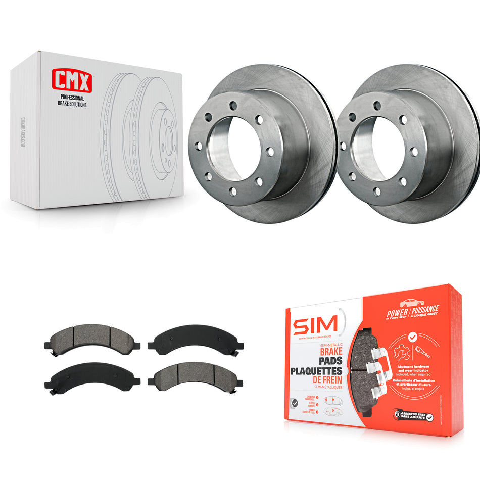 Rear Disc Brake Rotors And Semi-Metallic Pads Kit For 2003-2008 Chevrolet Express 3500 GMC Savana With Dual Wheels K8S-101533