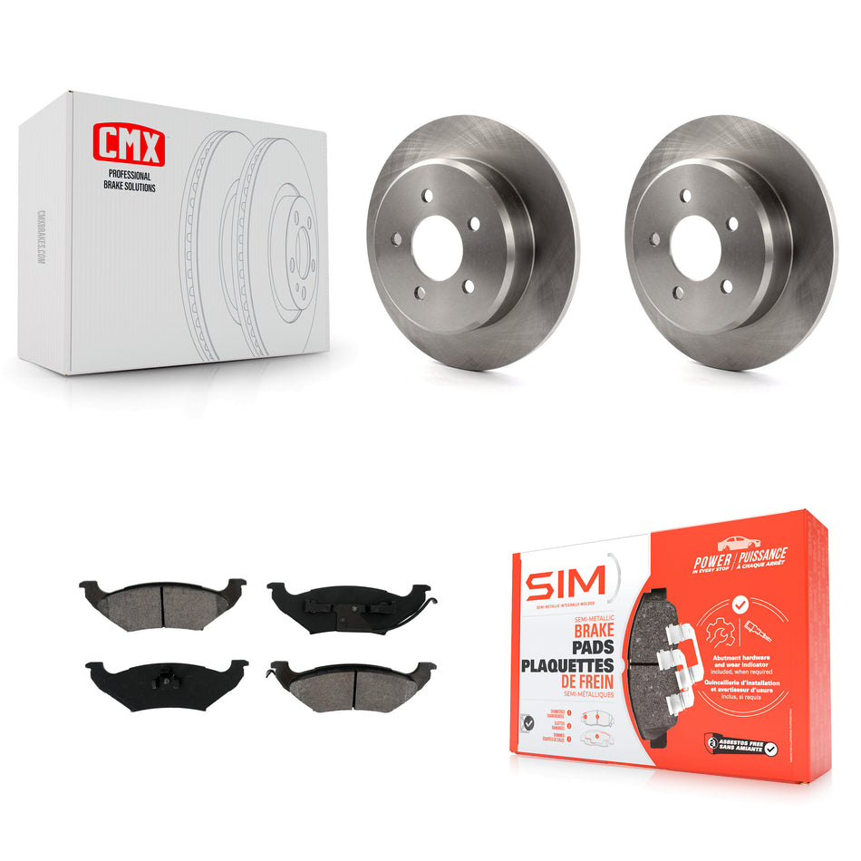 Rear Disc Brake Rotors And Semi-Metallic Pads Kit For Lincoln Town Car Ford Crown Victoria Mercury Grand Marquis K8S-101581