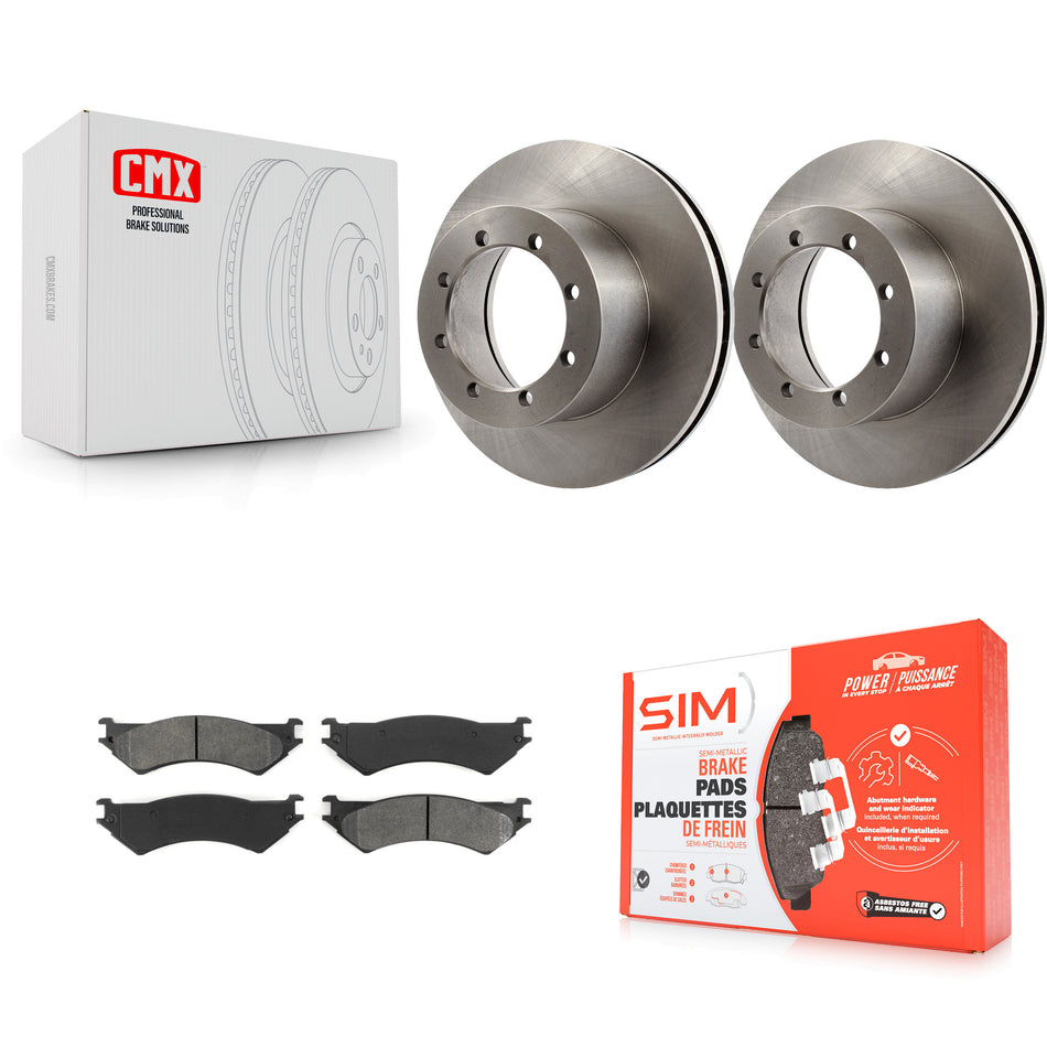 Rear Disc Brake Rotors And Semi-Metallic Pads Kit For 1999-2001 Ford E-350 Super Duty With Dual Wheels Driveline Mounted Parking K8S-101591