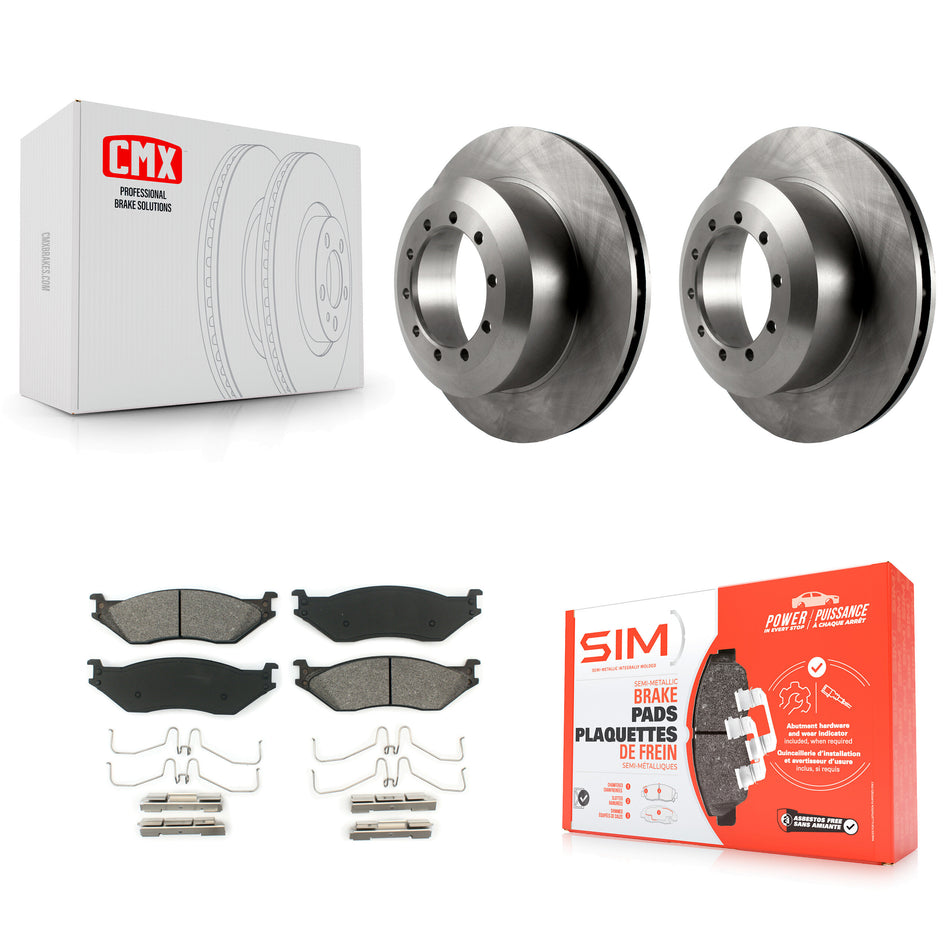 Rear Disc Brake Rotors And Semi-Metallic Pads Kit For Ford F59 E-550 Super Duty F-550 F-450 F-53 Motorhome Chassis Econoline F-59 Commercial Stripped K8S-101592