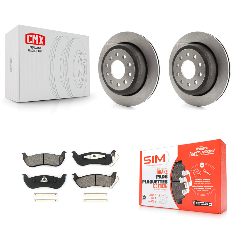 Rear Disc Brake Rotors And Semi-Metallic Pads Kit For 2003-2011 Lincoln Town Car Sedan K8S-101607