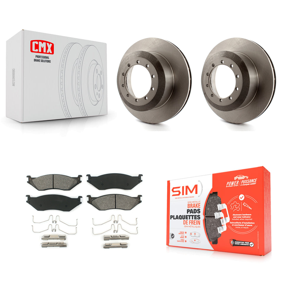 Rear Disc Brake Rotors And Semi-Metallic Pads Kit For Ford F59 F-550 Super Duty F-450 F-53 Motorhome Chassis F-59 Commercial Stripped K8S-101615