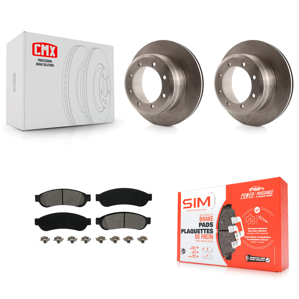 Rear Disc Brake Rotors And Semi-Metallic Pads Kit For 2005-2007 Ford F-350 Super Duty With Dual Wheels K8S-101619