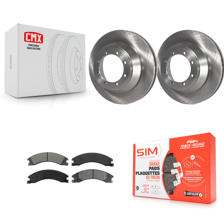 Rear Disc Brake Rotors And Semi-Metallic Pads Kit For 2009-2010 Ford E-450 Super Duty DIESEL engine K8S-101634
