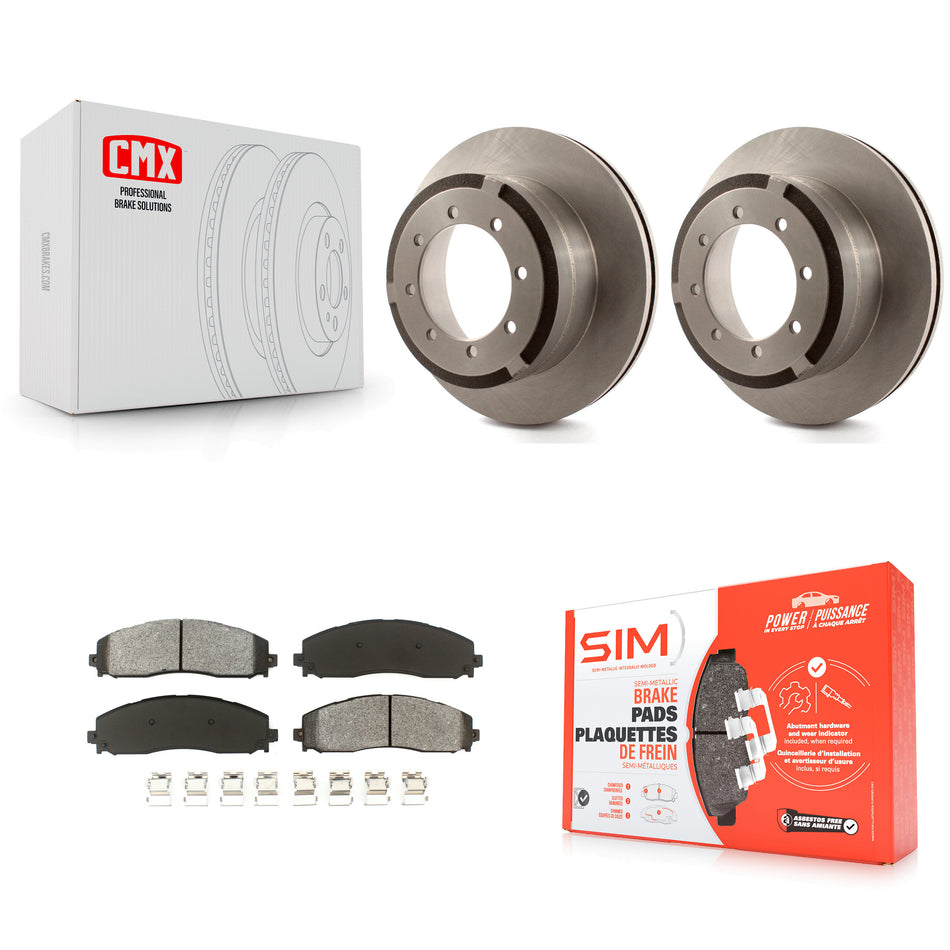 Rear Disc Brake Rotors And Semi-Metallic Pads Kit For Ford F-250 Super Duty F-350 F-450 K8S-101645
