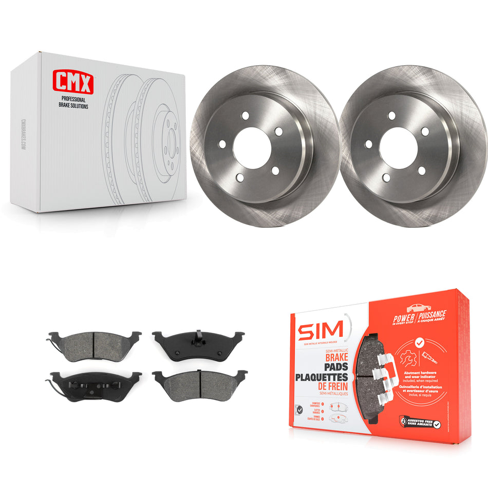 Rear Disc Brake Rotors And Semi-Metallic Pads Kit For Dodge Grand Caravan Chrysler Town & Country Voyager K8S-101655