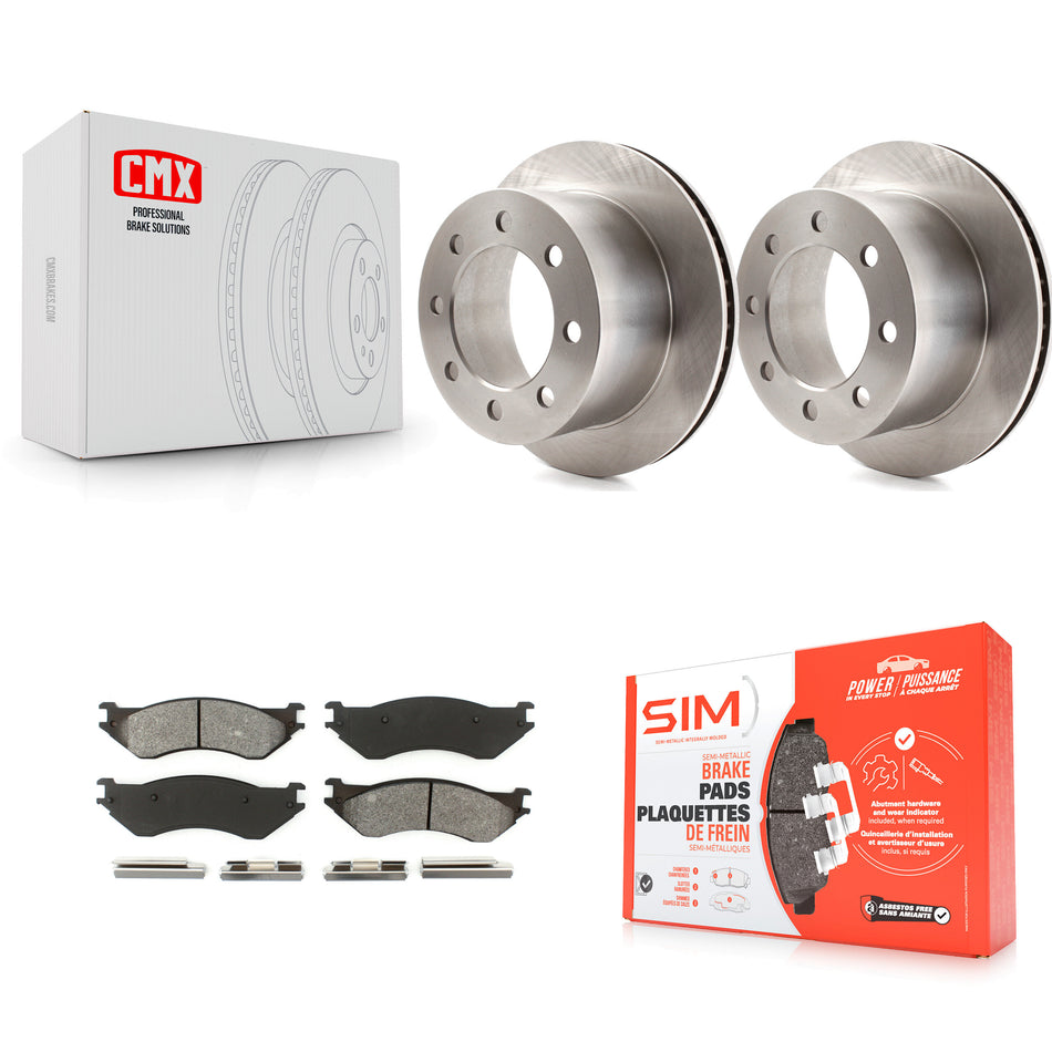 Rear Disc Brake Rotors And Semi-Metallic Pads Kit For 2001-2002 Dodge Ram 2500 3500 K8S-101657