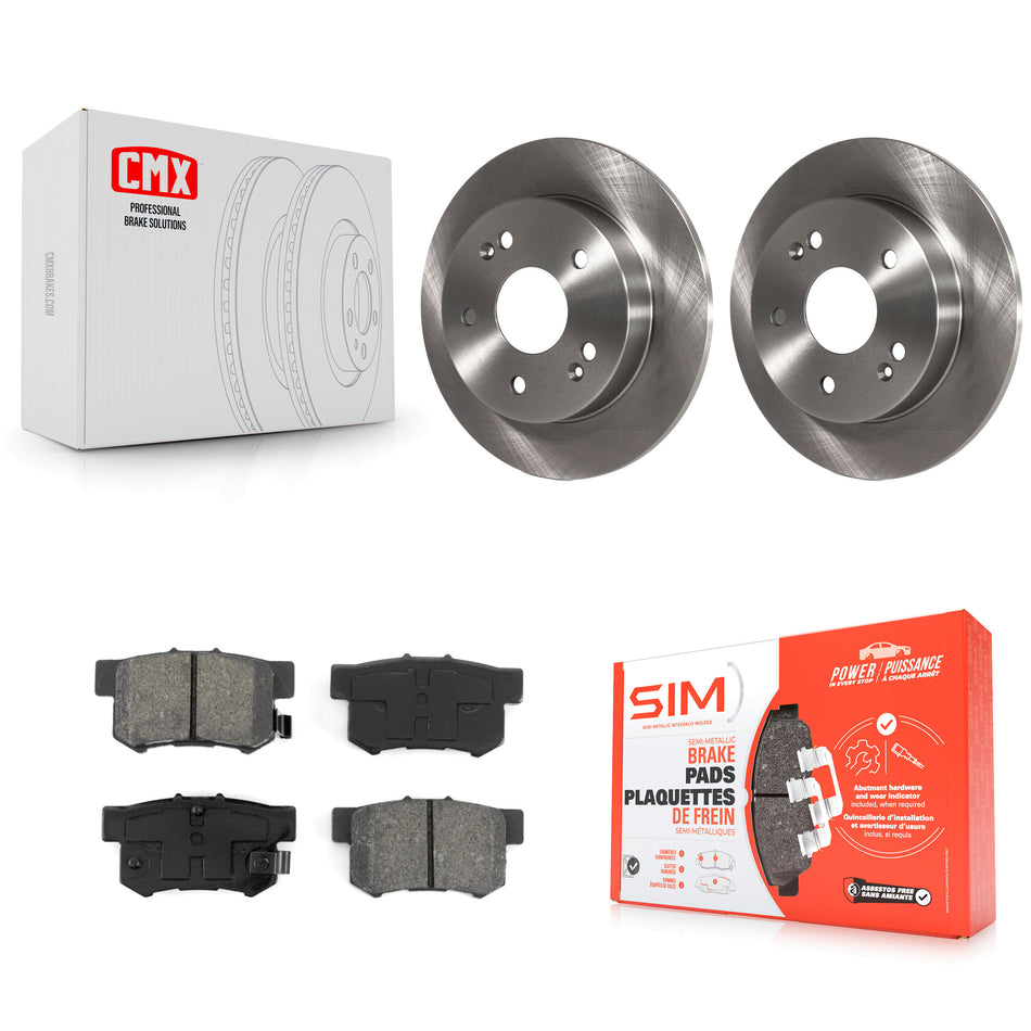 Rear Disc Brake Rotors And Semi-Metallic Pads Kit For 1997-2001 Honda Prelude K8S-101719