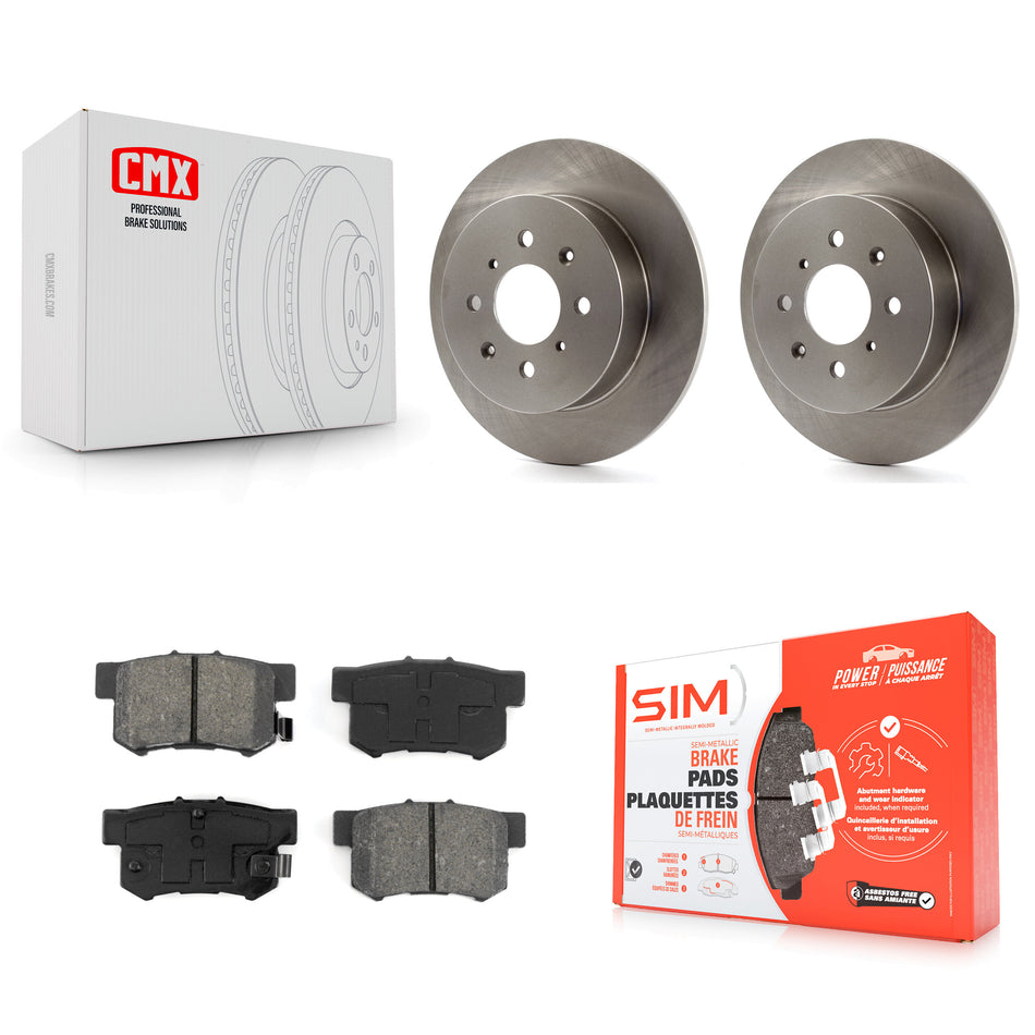 Rear Disc Brake Rotors And Semi-Metallic Pads Kit For Honda Civic Acura EL K8S-101793