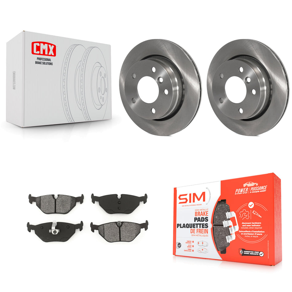 Rear Disc Brake Rotors And Semi-Metallic Pads Kit For BMW 323i 323Ci 328i 320i K8S-101795