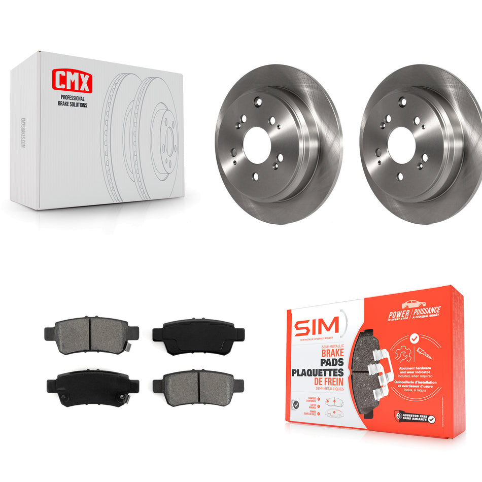 Rear Disc Brake Rotors And Semi-Metallic Pads Kit For 2005-2010 Honda Odyssey K8S-101812