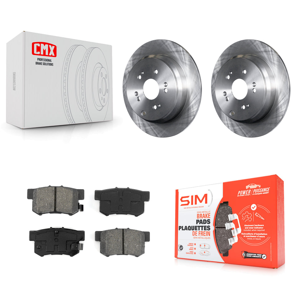 Rear Disc Brake Rotors And Semi-Metallic Pads Kit For Acura RDX K8S-101814