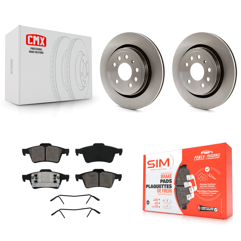 Rear Disc Brake Rotors And Semi-Metallic Pads Kit For 2003 Saab 9-3 Sedan With Vented Rotor K8S-101819
