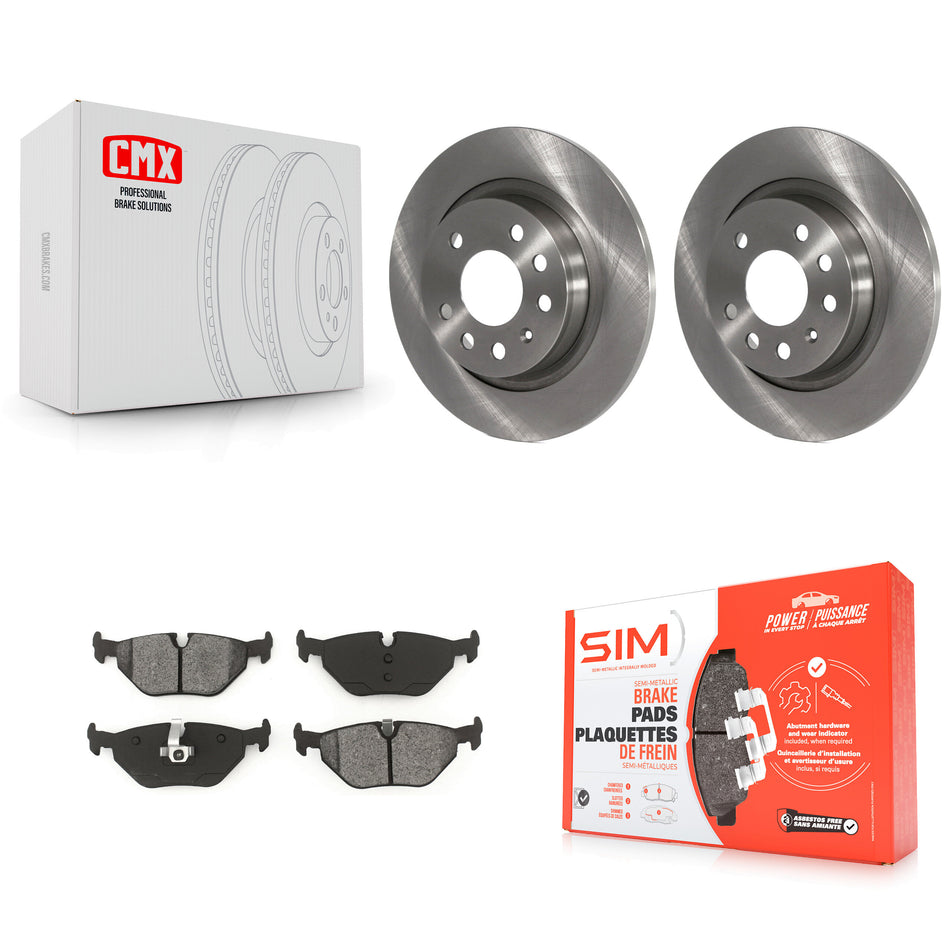 Rear Disc Brake Rotors And Semi-Metallic Pads Kit For 2003 Saab 9-3 Sedan With Solid Rotor K8S-101821