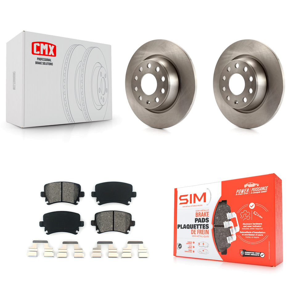 Rear Disc Brake Rotors And Semi-Metallic Pads Kit For Volkswagen Tiguan CC Jetta Audi Passat GTI A3 Eos Q3 Limited Quattro K8S-101931