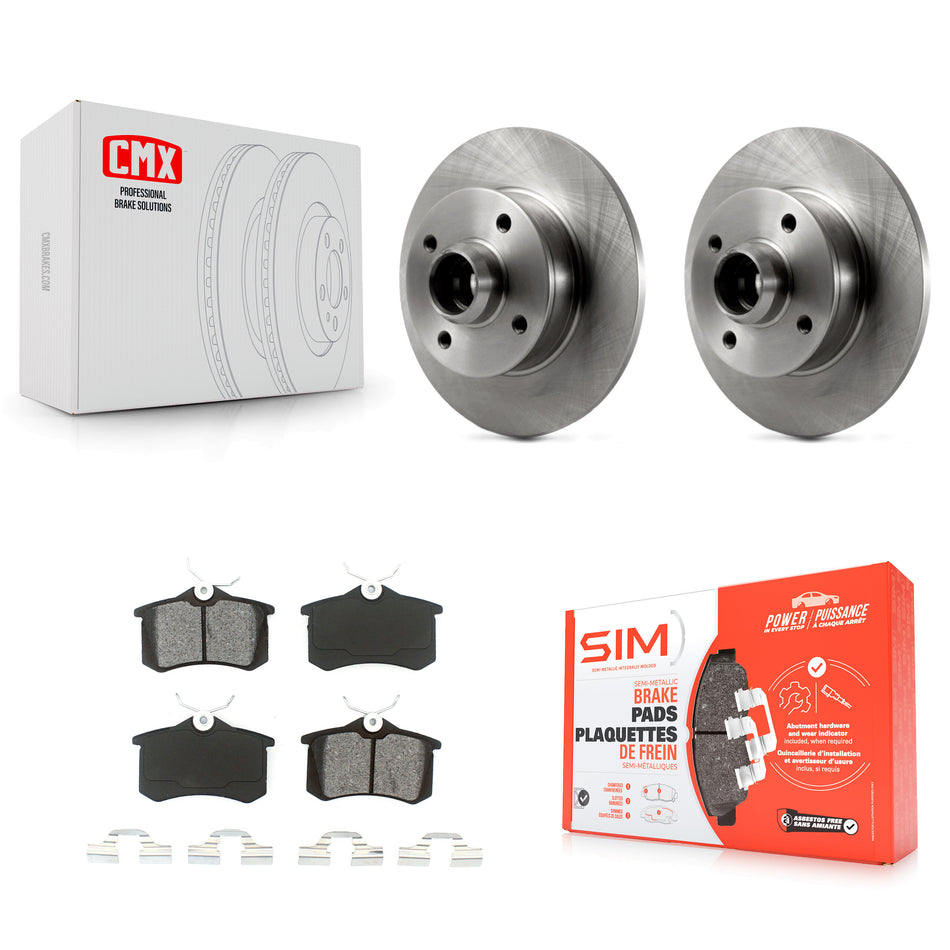 Rear Disc Brake Rotors Hub Assembly And Semi-Metallic Pads Kit For Volkswagen Jetta Golf Passat Corrado Scirocco K8S-101983