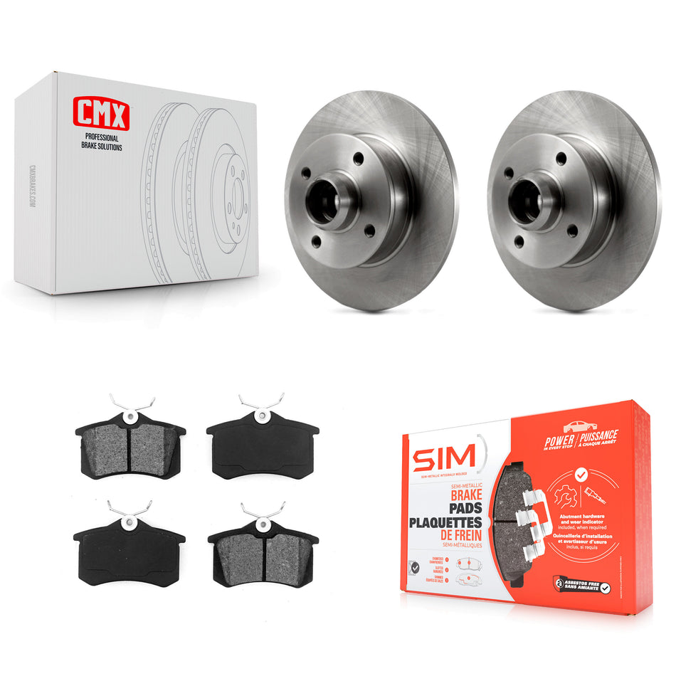 Rear Disc Brake Rotors Hub Assembly And Semi-Metallic Pads Kit For Volkswagen Cabrio K8S-101984