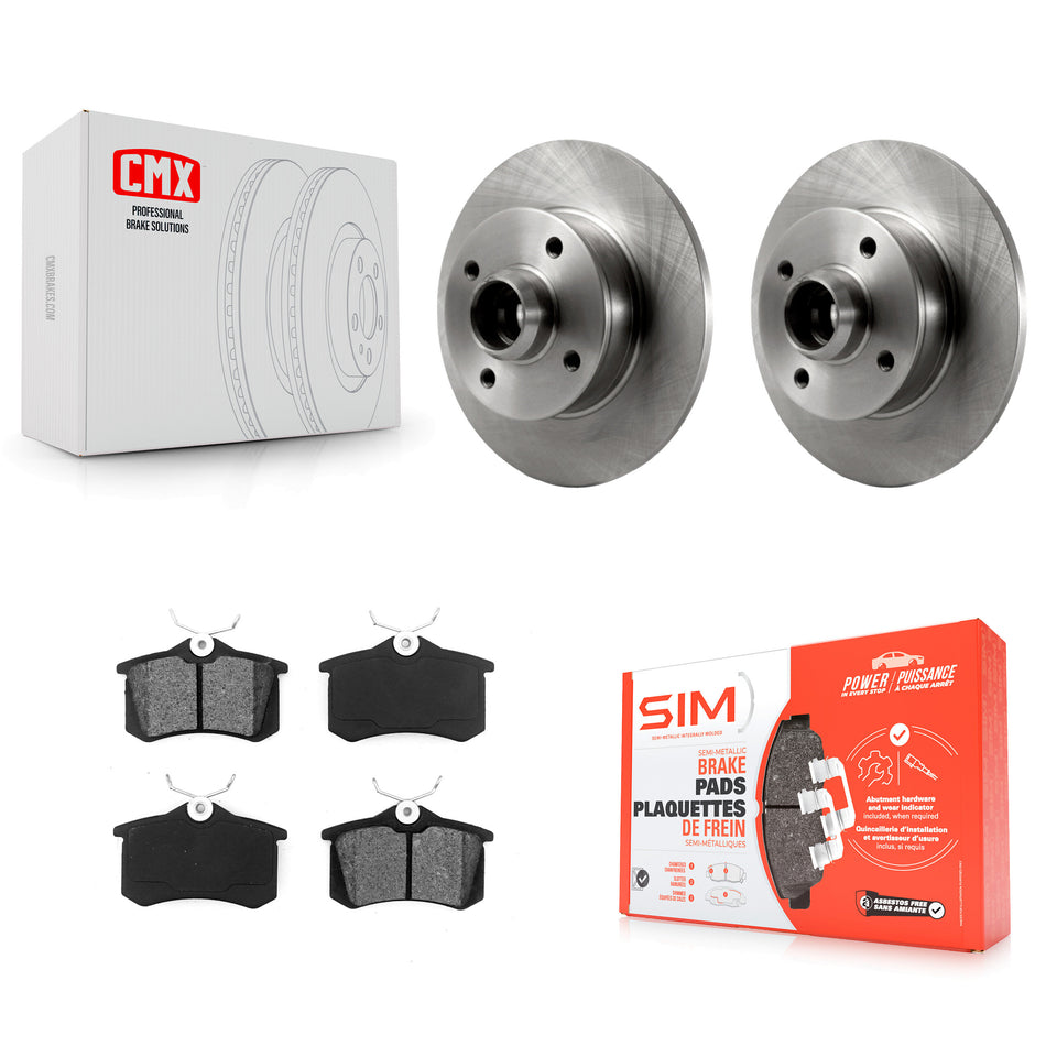 Rear Disc Brake Rotors Hub Assembly And Semi-Metallic Pads Kit For Volkswagen Cabrio K8S-101984