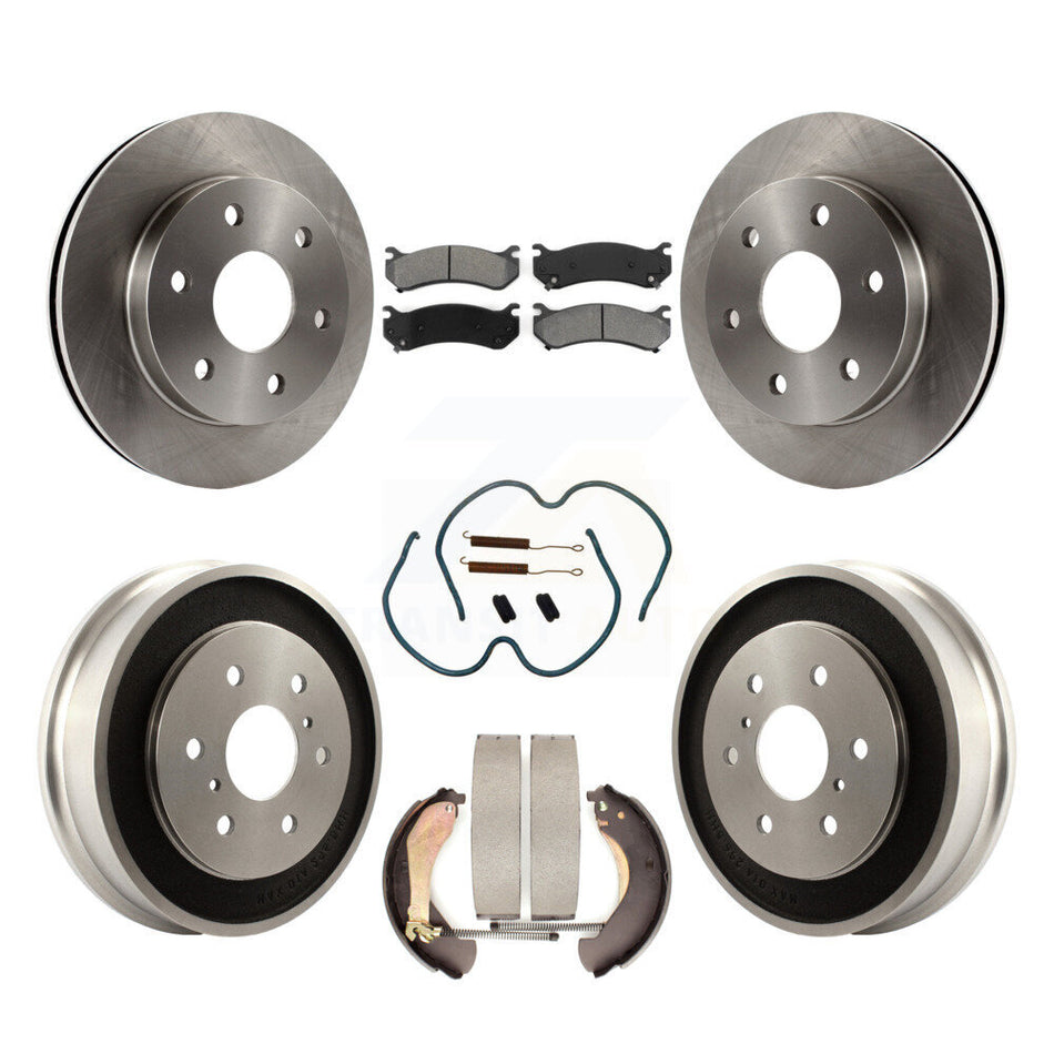 Front Rear Disc Brake Rotors Semi-Metallic Pads And Drum Kit (7Pc) For Chevrolet Silverado 1500 GMC Sierra Classic K8S-102004
