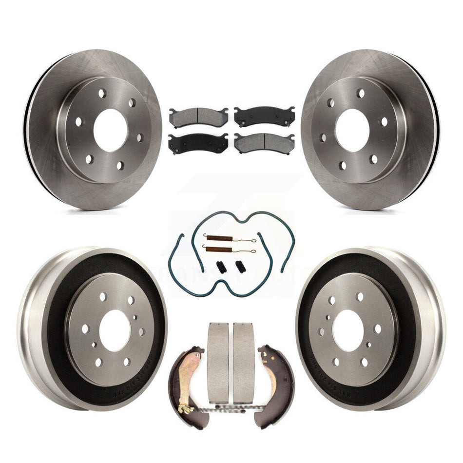 Front Rear Disc Brake Rotors Semi-Metallic Pads And Drum Kit (7Pc) For Chevrolet Silverado 1500 GMC Sierra Classic K8S-102004