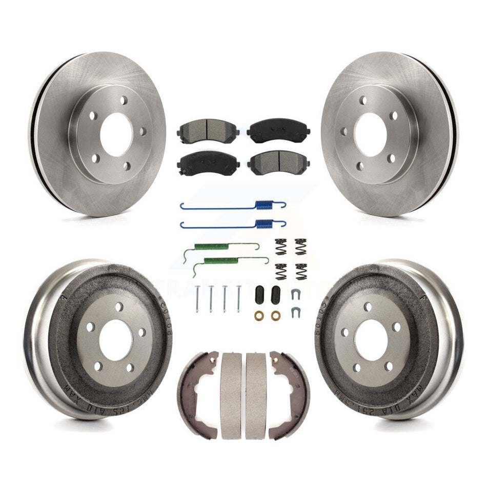 Front Rear Disc Brake Rotors Semi-Metallic Pads And Drum Kit (7Pc) For Pontiac Aztek K8S-102006
