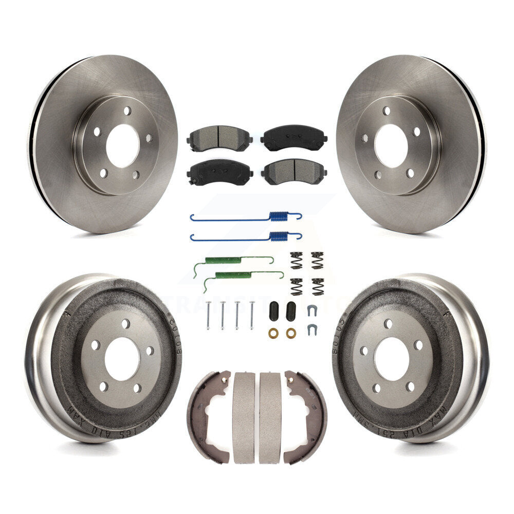 Front Rear Disc Brake Rotors Semi-Metallic Pads And Drum Kit (7Pc) For Pontiac Aztek K8S-102008