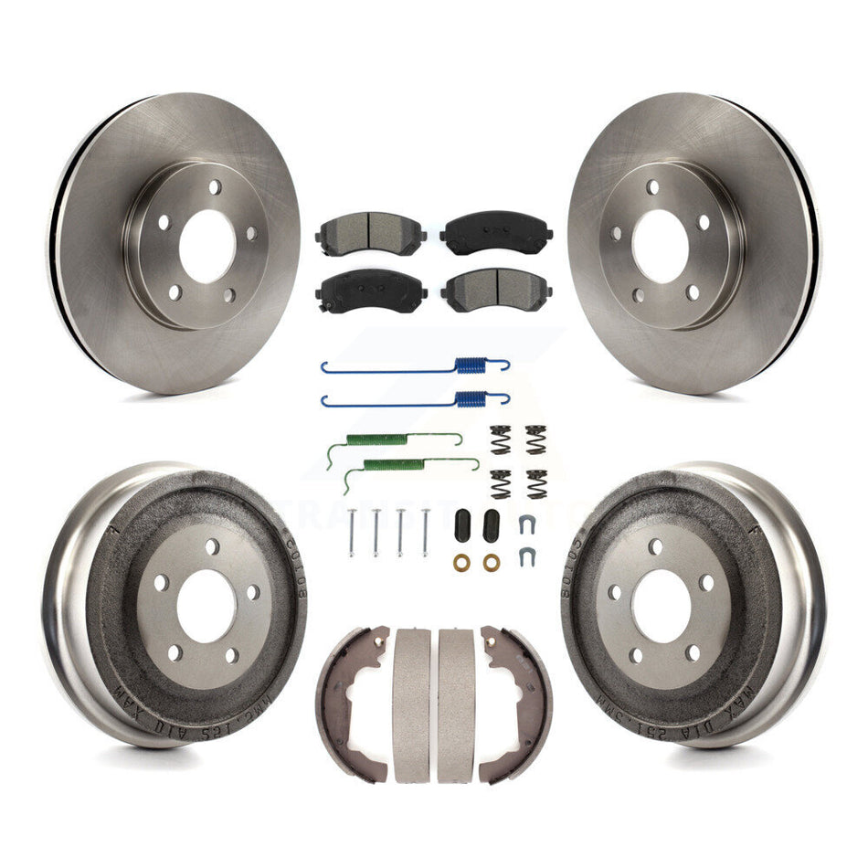 Front Rear Disc Brake Rotors Semi-Metallic Pads And Drum Kit (7Pc) For Pontiac Aztek K8S-102008