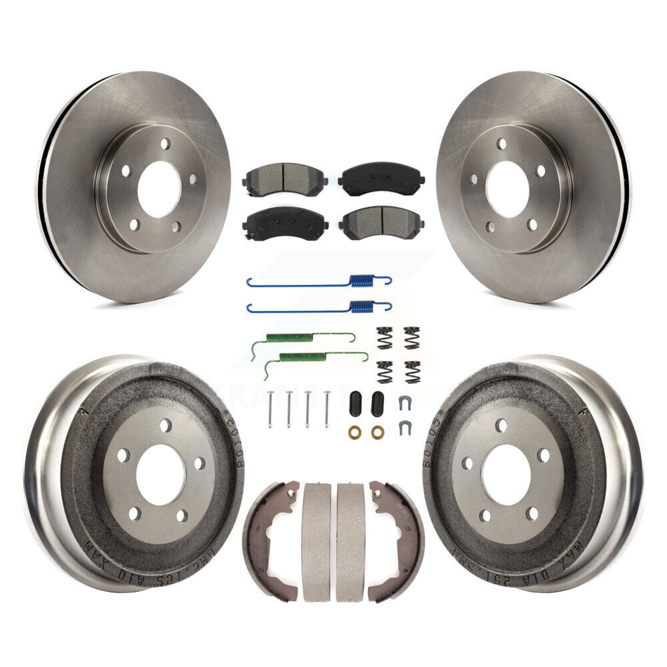 Front Rear Disc Brake Rotors Semi-Metallic Pads And Drum Kit (7Pc) For Pontiac Aztek K8S-102008