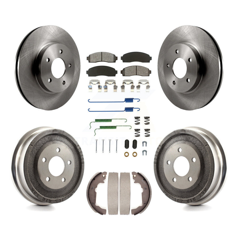 Front Rear Brake Rotors Semi-Metallic Pad Drum Kit (7Pc) For Saturn Vue Chevrolet Equinox K8S-102009