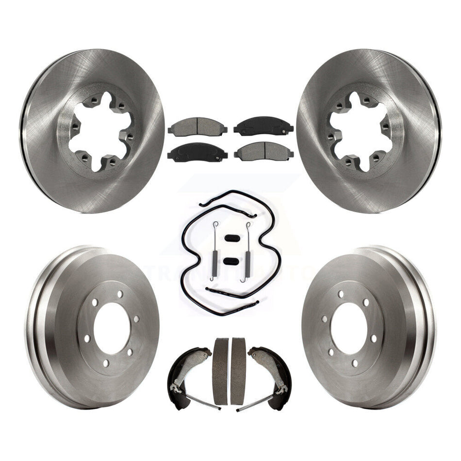 Front Rear Disc Brake Rotors Semi-Metallic Pads And Drum Kit (7Pc) For Chevrolet Colorado GMC Canyon Isuzu i-290 i-280 i-370 i-350 K8S-102011