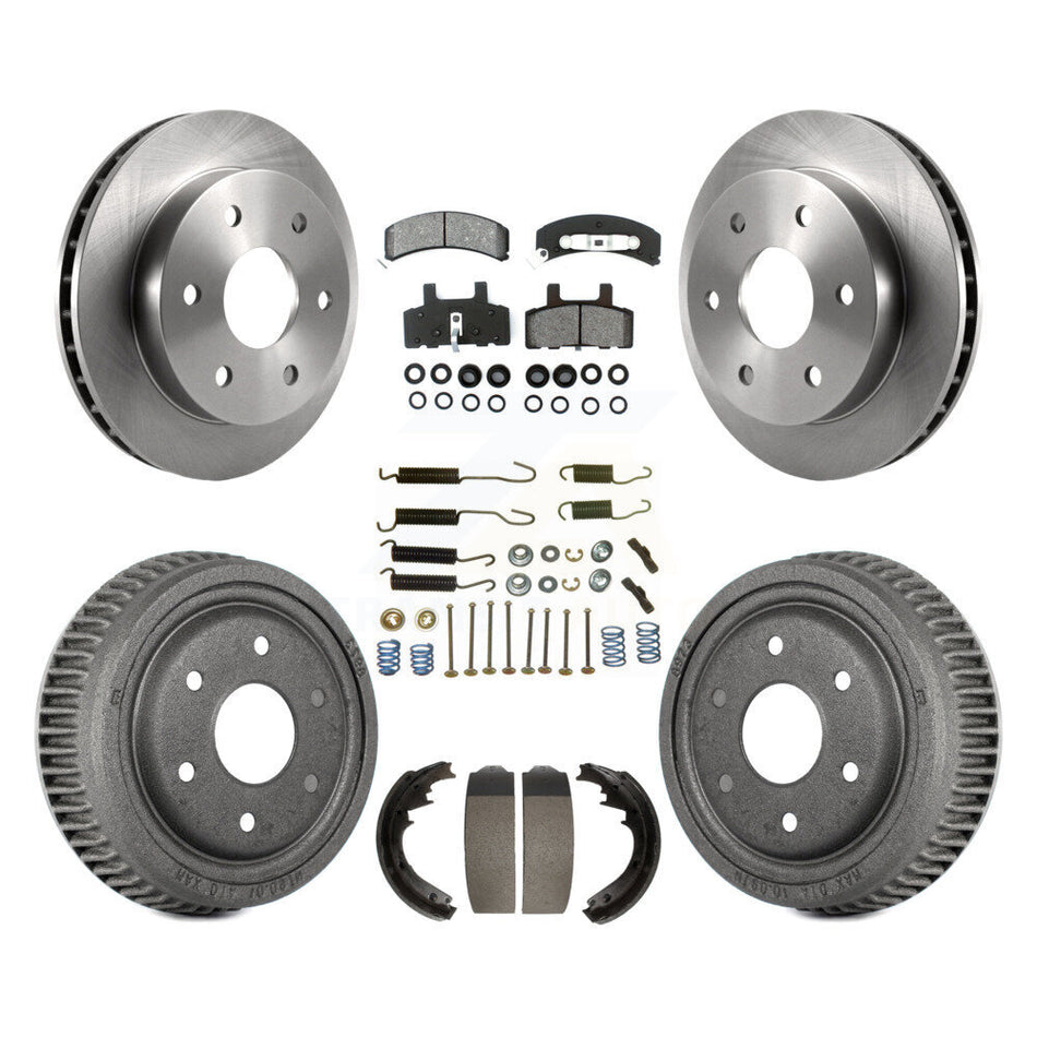 Front Rear Disc Brake Rotors Semi-Metallic Pads And Drum Kit (7Pc) For 1995-1997 GMC Yukon 2 doors with 4WD GAS engine With 11" Diameter K8S-102023