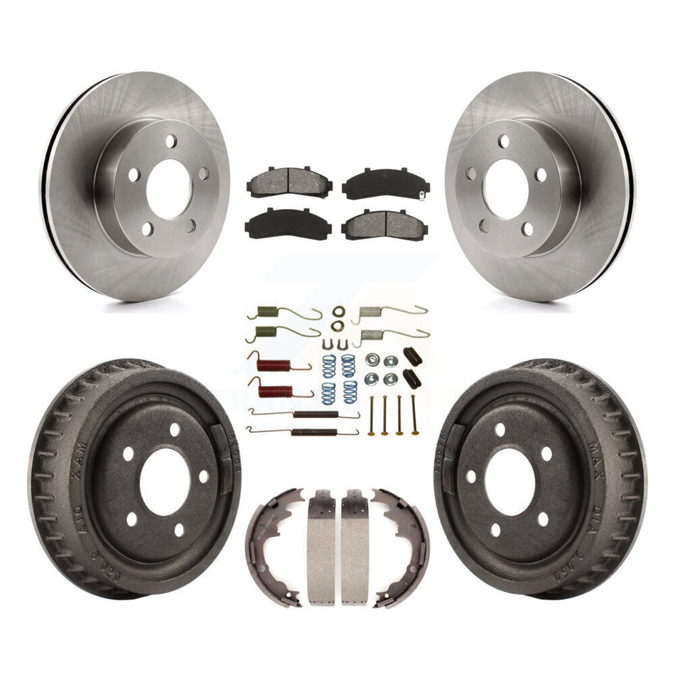 Front Rear Disc Brake Rotors Semi-Metallic Pads And Drum Kit (7Pc) For Ford Ranger Mazda B3000 B4000 With 9" Diameter 4WD K8S-102033